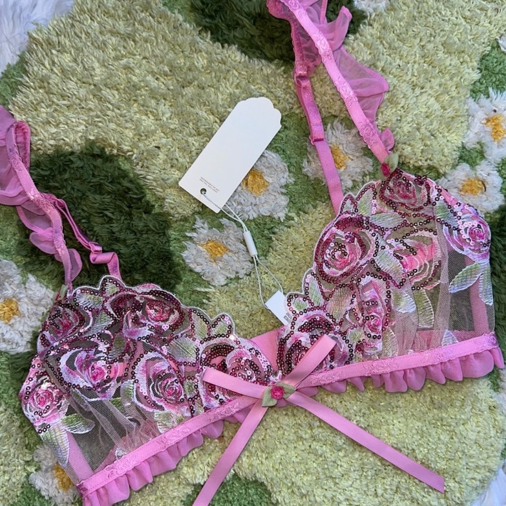 For Love & Lemons • Doreen Sequin Frilly Rose Bralette - Picture 6 of 15
